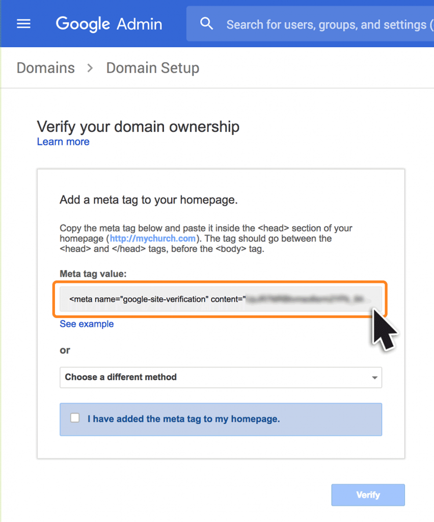 Facebook domain verification