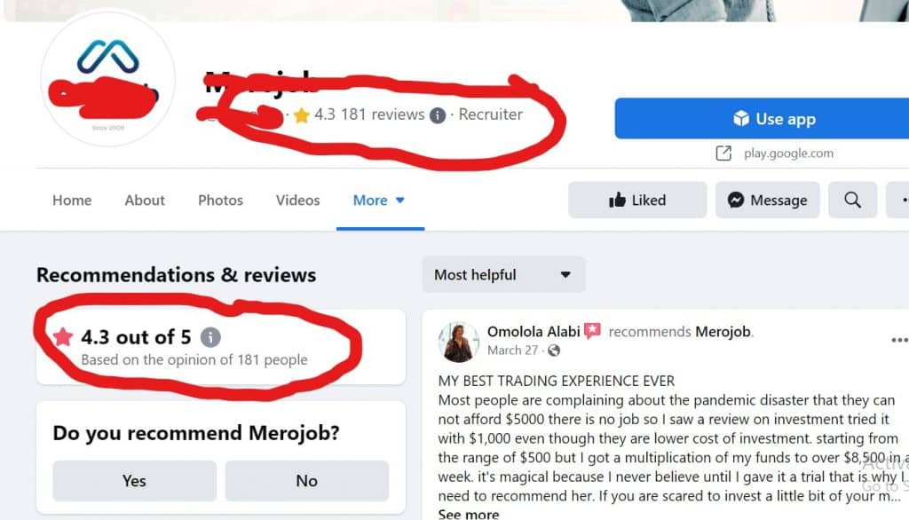 Review on facebook