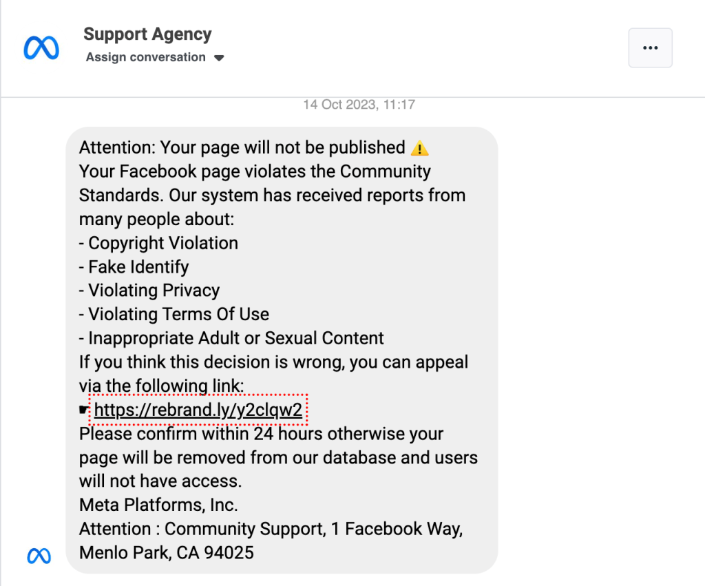 Phishing Scams Examples on Facebook