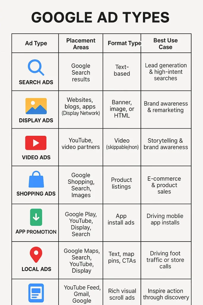 Types of Google Ads in Digital Marketing