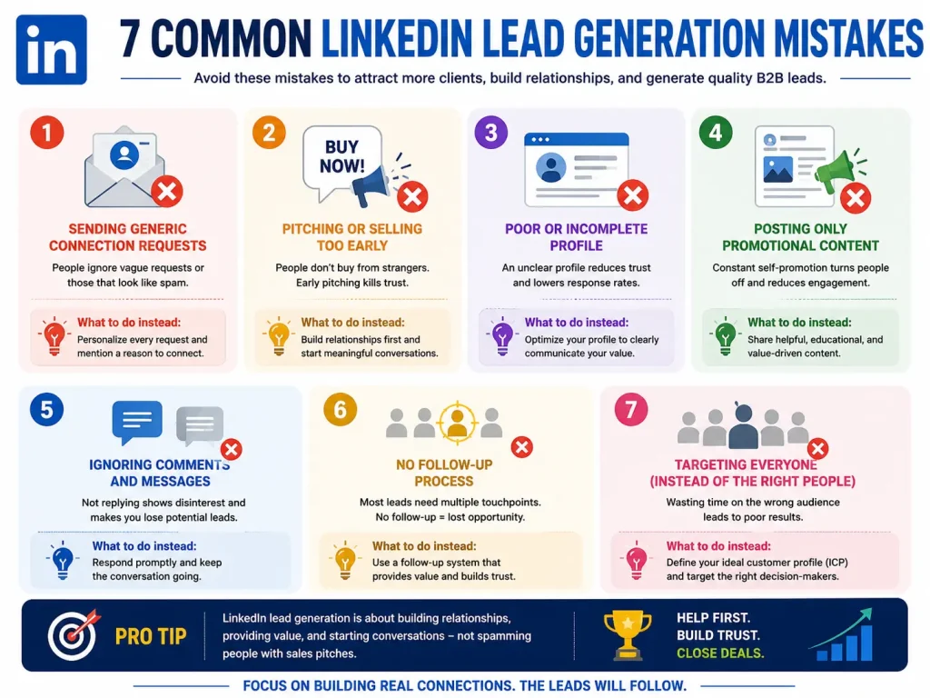 LinkedIn Lead Generation: The Complete Guide for Generating High-Quality Business Leads in 2026 Common LinkedIn Lead Generation Mistakes to Avoid
